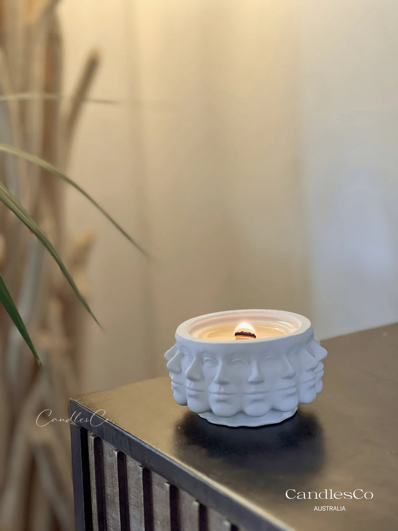 Face Sculpture Vessel - White | Lychee Peony