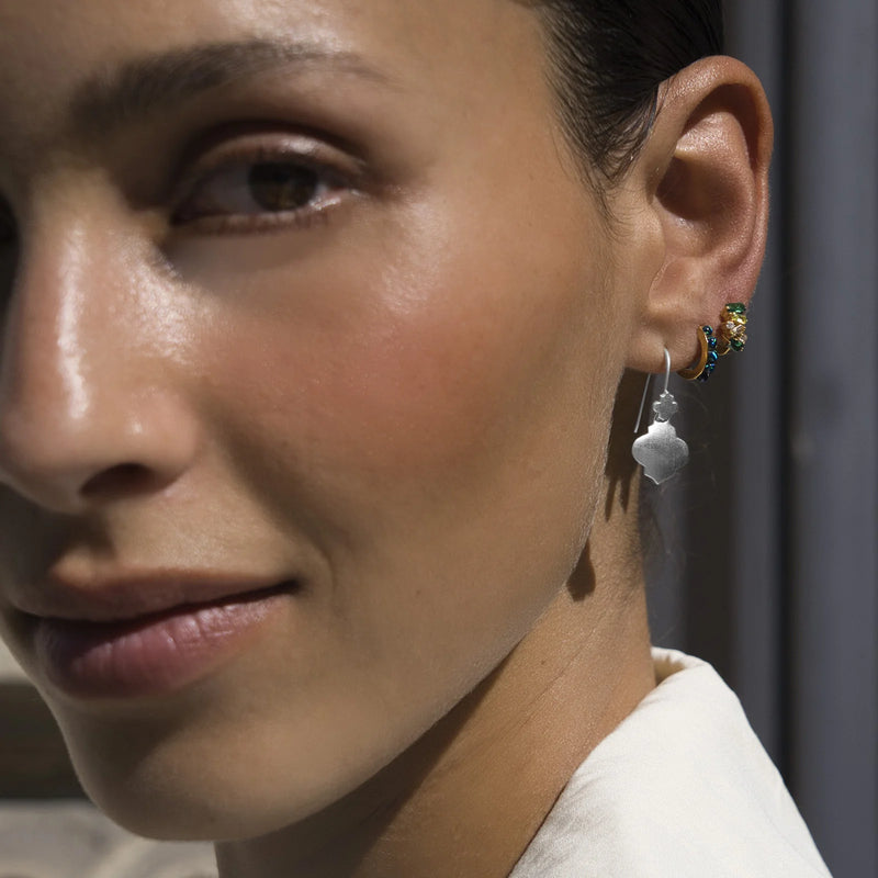 Fairley | Silver Mini Moroccan Drop Earrings