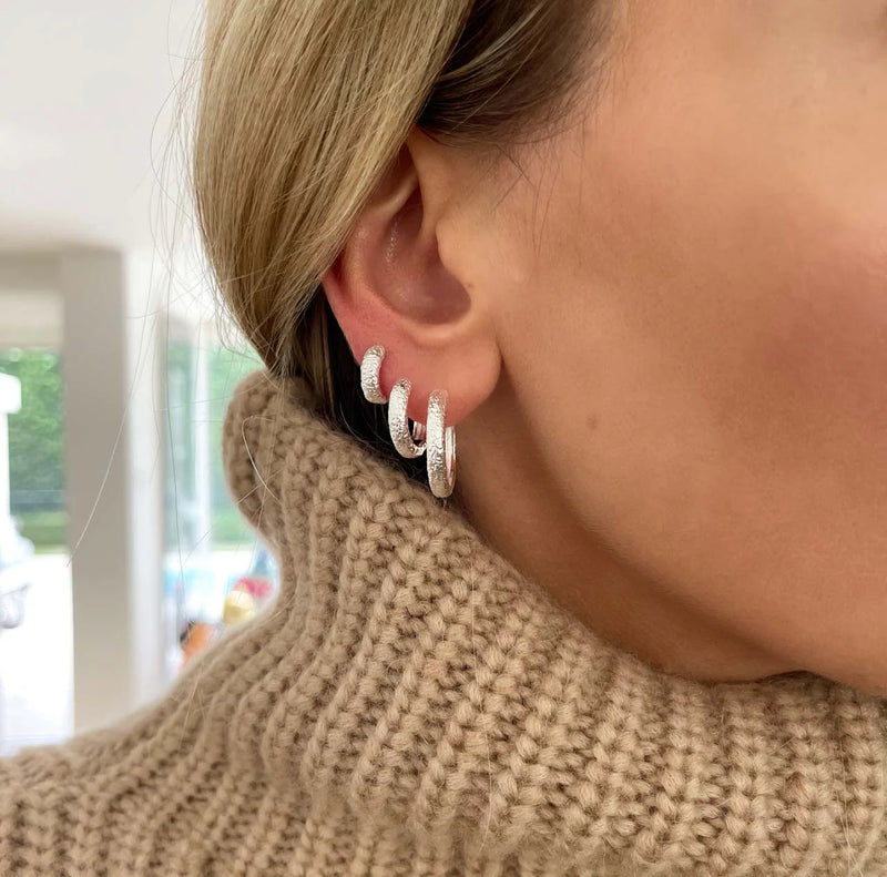 Fairley | Antique Silver Midi Hoops