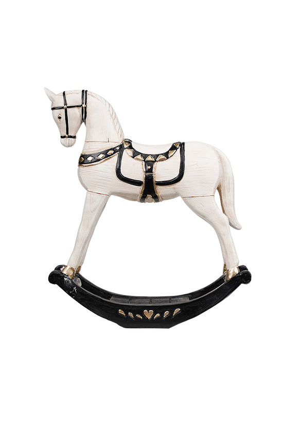 Rocking Horse Cream/Black/Gold. Poly-resin