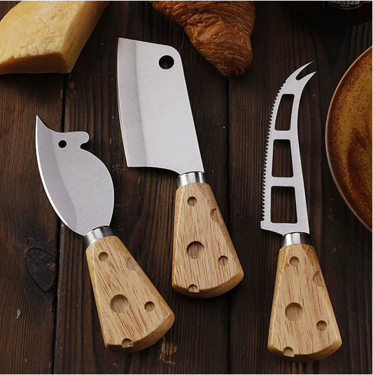 Keaton Cheese Shaped Knife Set | Silver