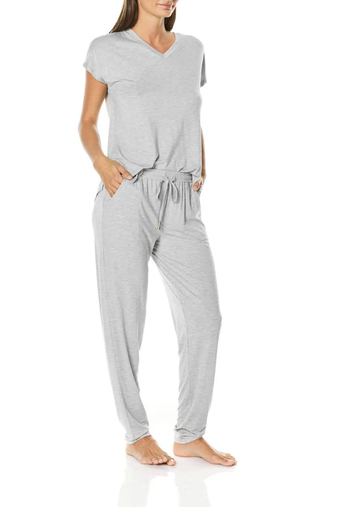 Gingerlilly | Cora Grey V Neck Modal Pj Set
