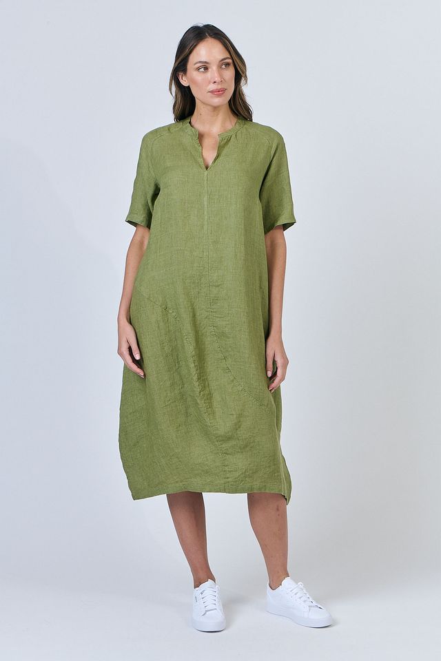 Naturals Linen Dress | Moss