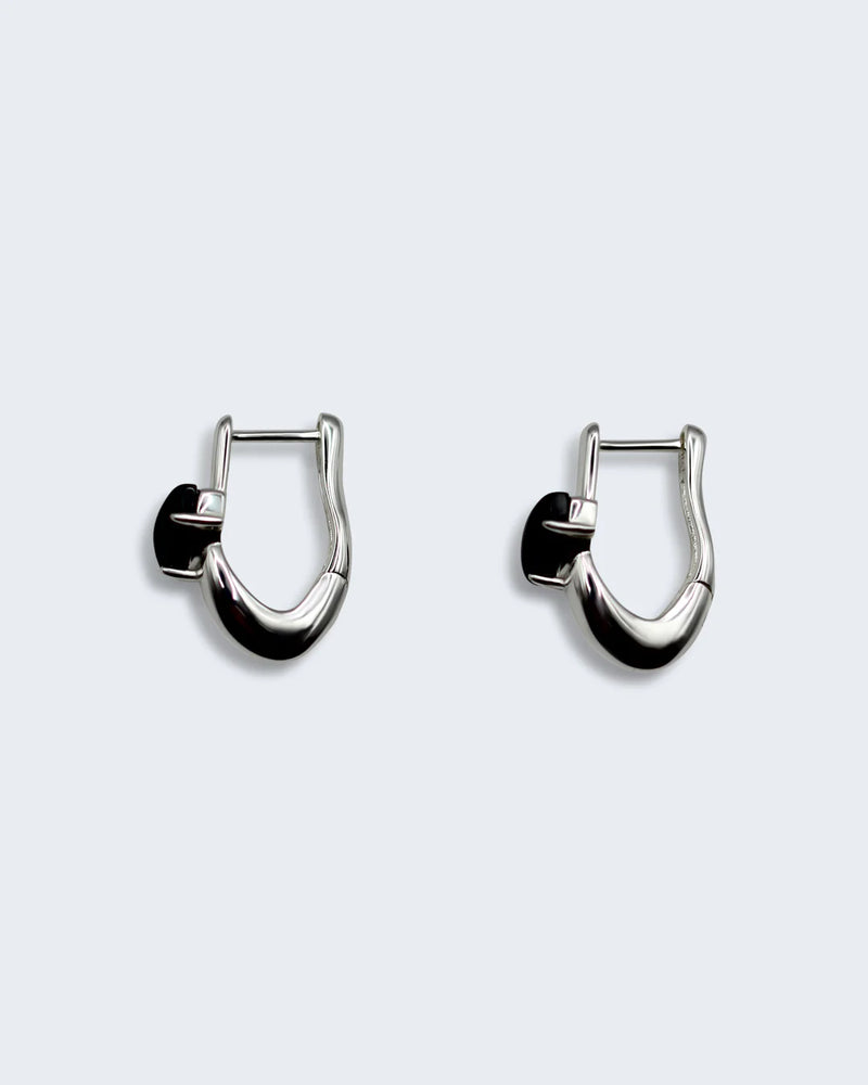 F + H Studios | Modernist Gemstone Link Earring - Onyx