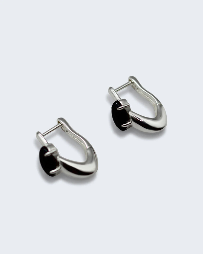 F + H Studios | Modernist Gemstone Link Earring - Onyx