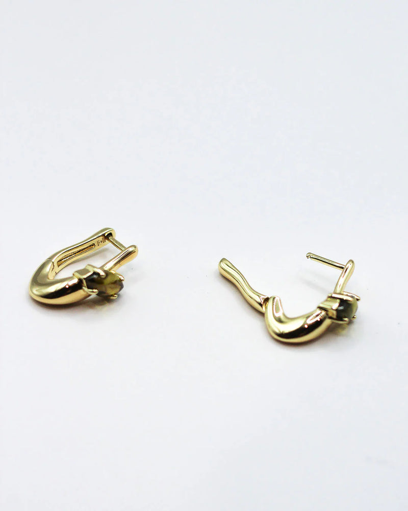 F + H Studios | Modernist Gemstone Link Earring - Peridot