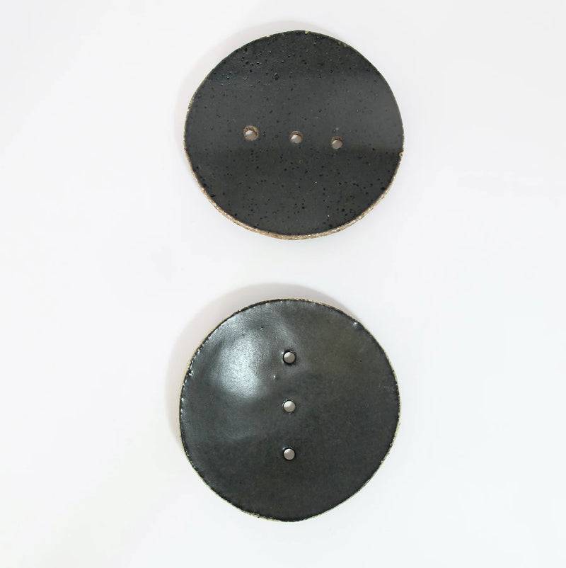 Ceramic Soap Dish | Black With Brown Rim