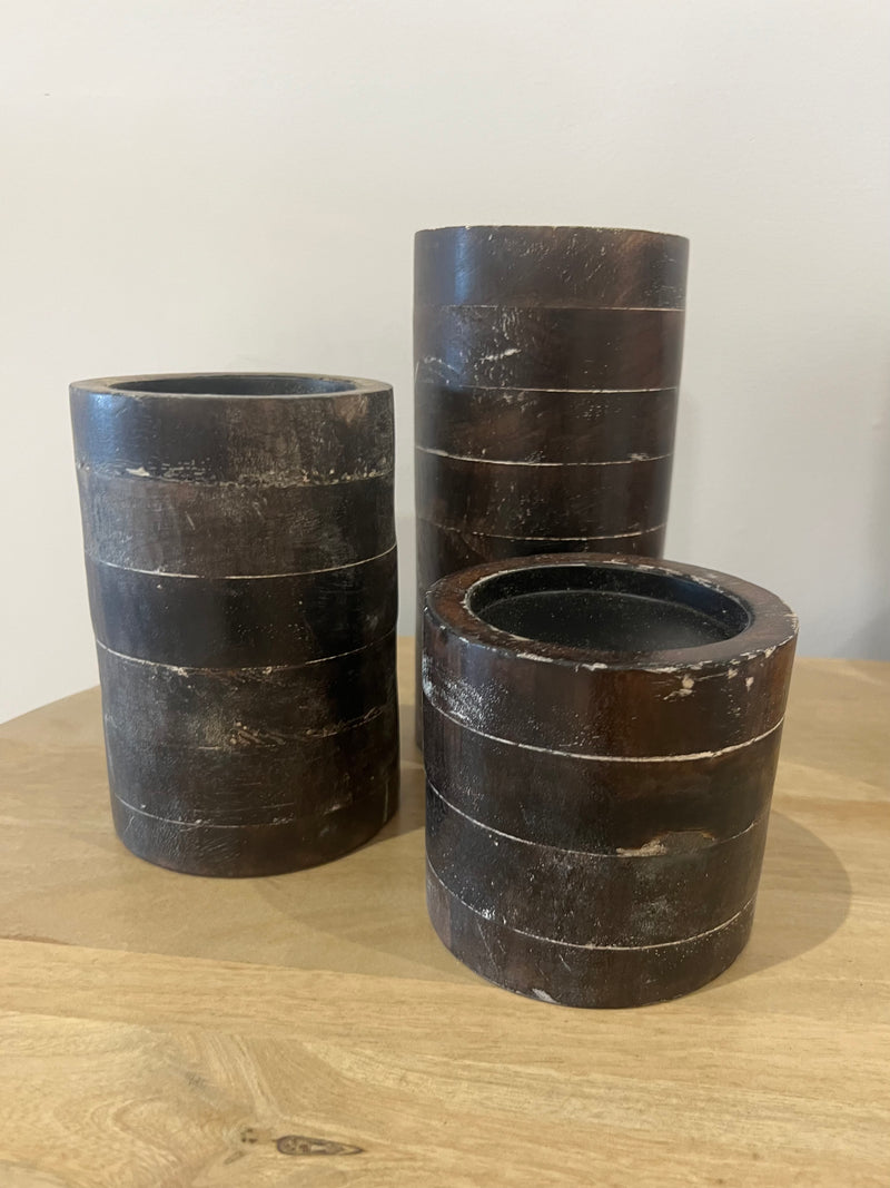 Wooden Candle Holder | Black & Natural
