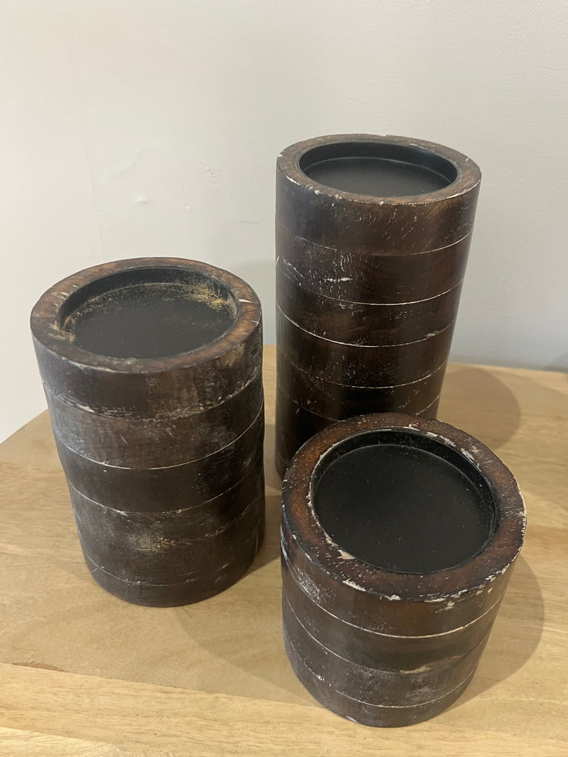 Wooden Candle Holder | Black & Natural