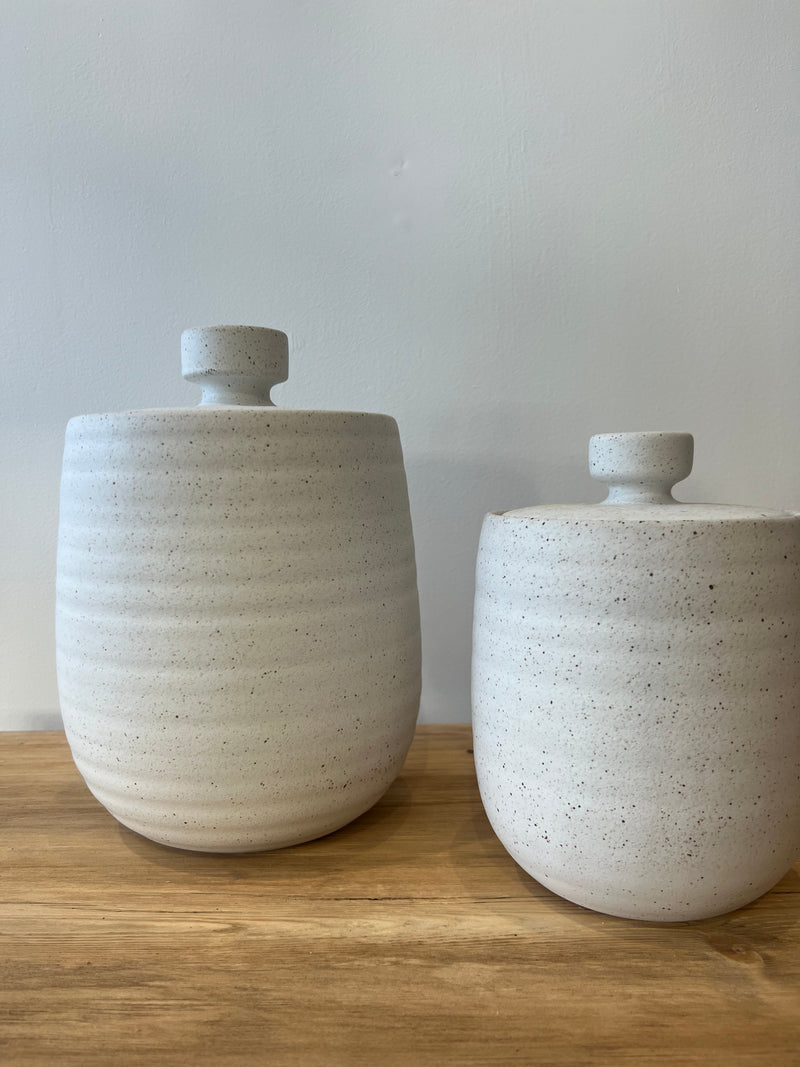 Zen Ceramic Canister | 29cm Sandy White