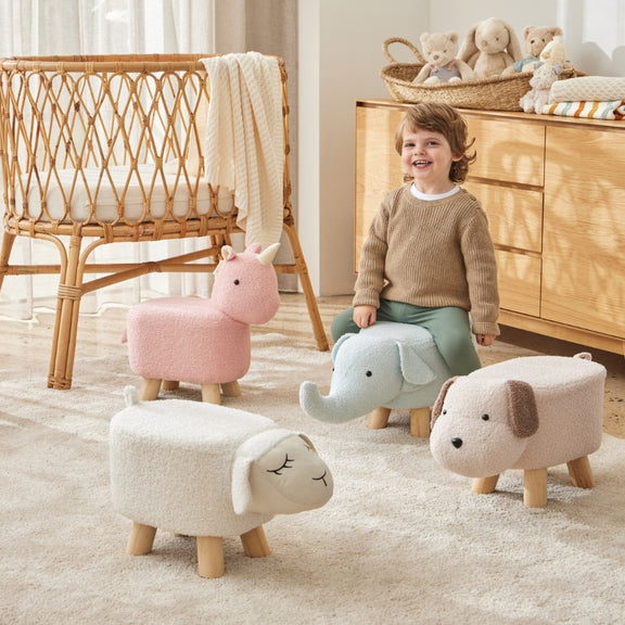 Jiggle & Giggle  Lamb Boucle' Kids Stool