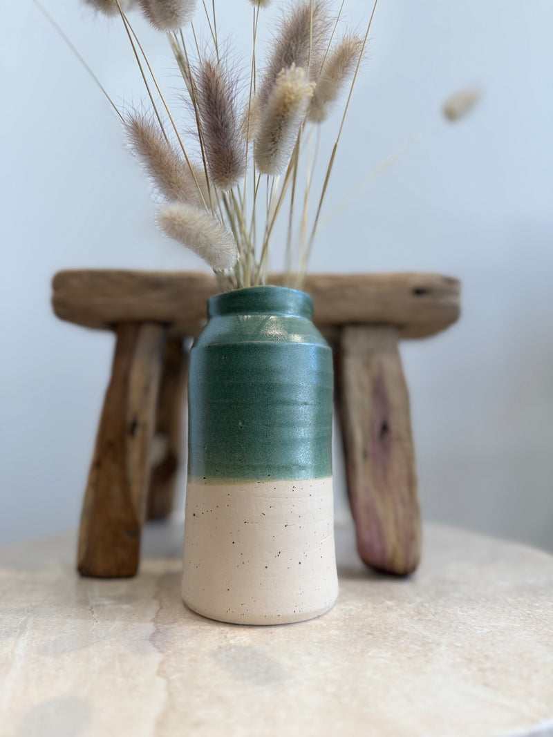 Pottery Vase Green/Natural | Medium