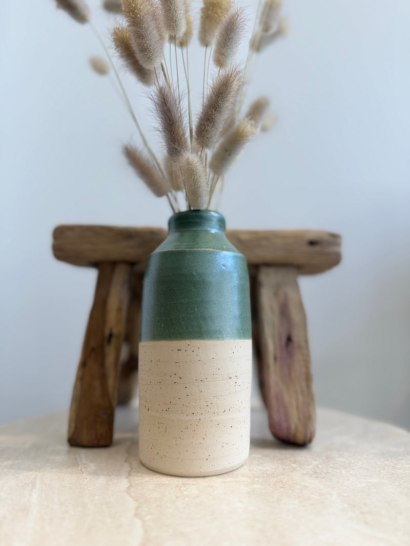 Pottery Vase Green/Natural | Medium