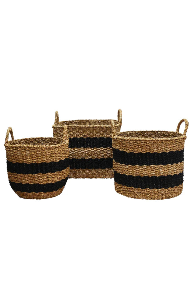 Jute Stripe Basket | Medium - Round