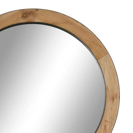 Wooden Round Mirror