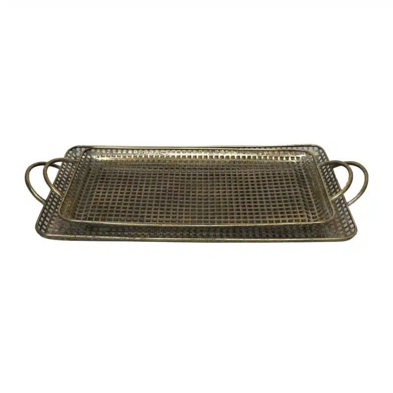 Mesh Metal Tray | Raw Gold - Small