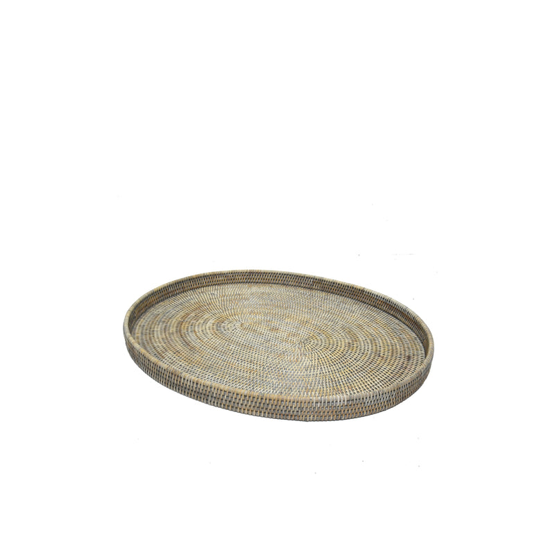 Rattan Oval Closed Tray | Autumn Grey