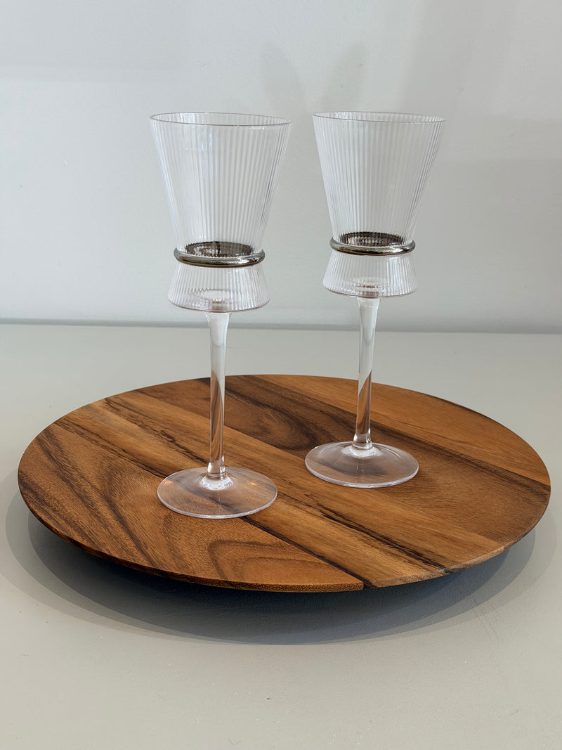 Silver Rim Wine Glass