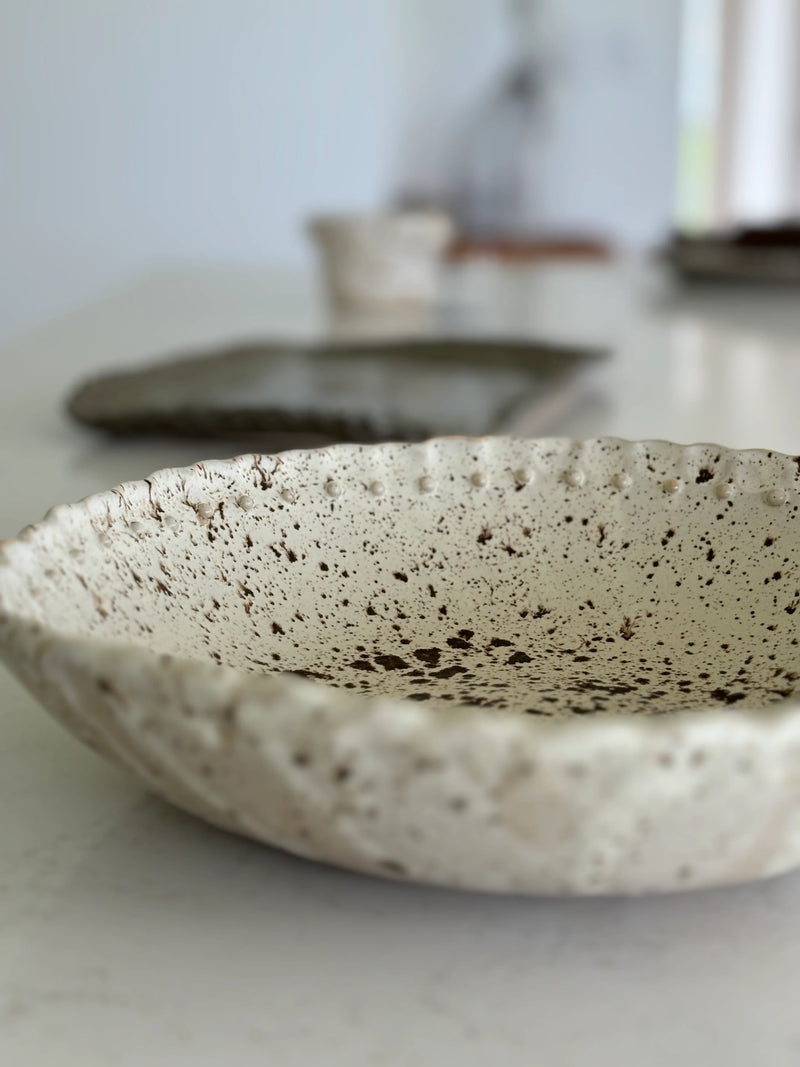 Beaded Serving Bowl |Speckle glaze salad bowl