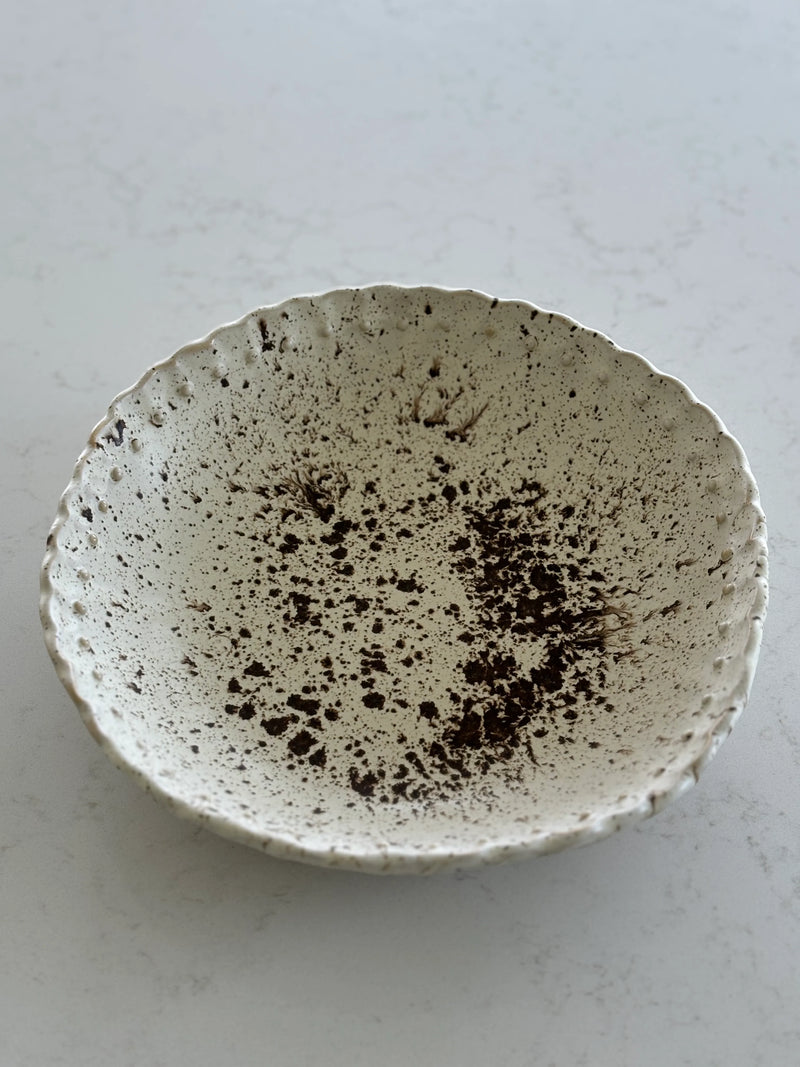 Beaded Serving Bowl |Speckle glaze salad bowl