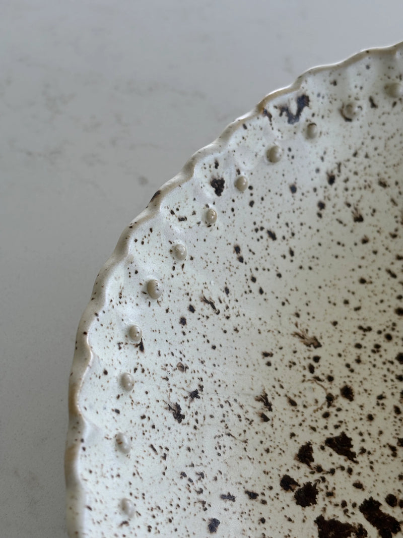 Beaded Serving Bowl |Speckle glaze salad bowl