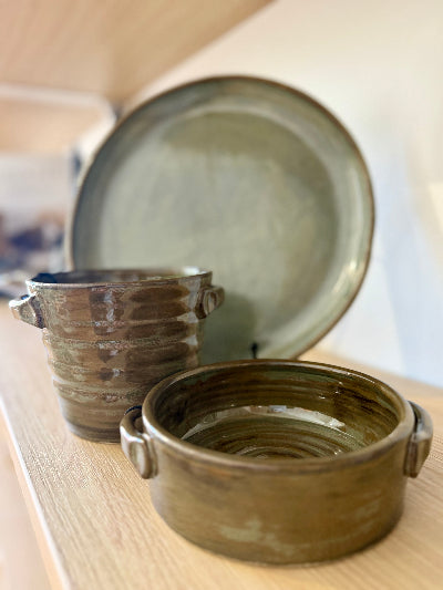 Magnolia Lane Green Baker Cheese Dish