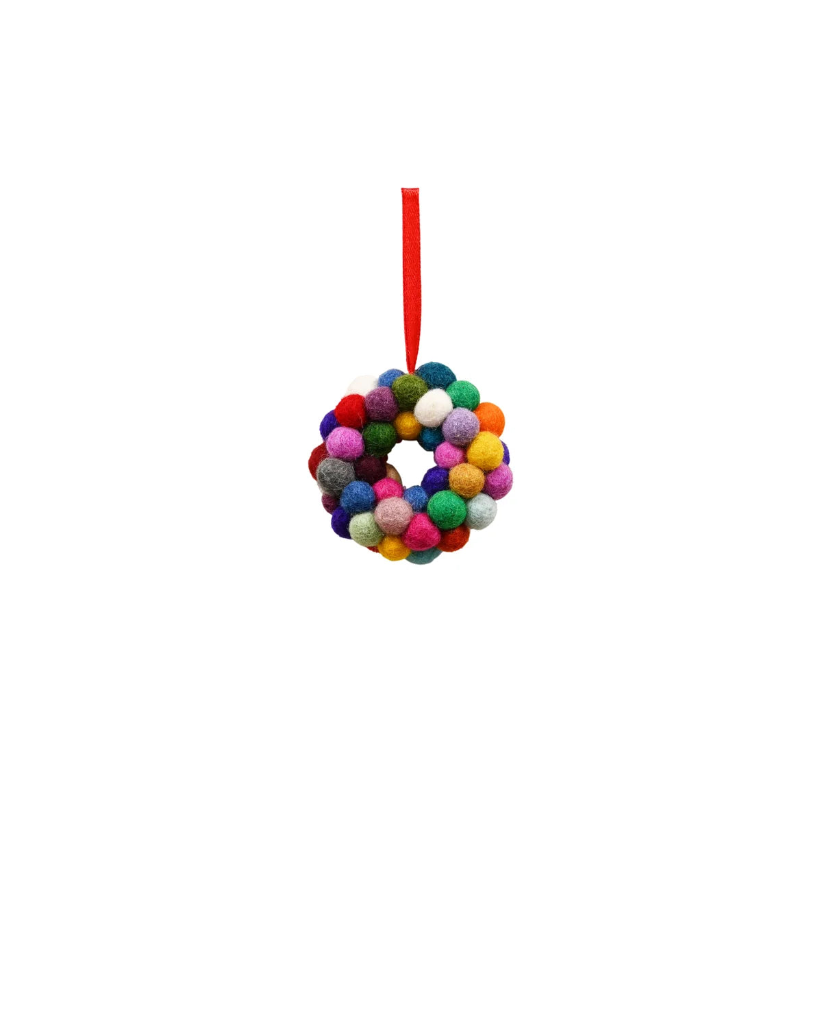 Felt Hanging Wreath Multi Coloured Cluster