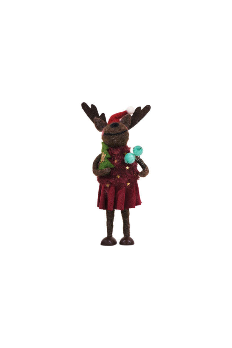 Felt Standing Reindeer Burgundy Betty