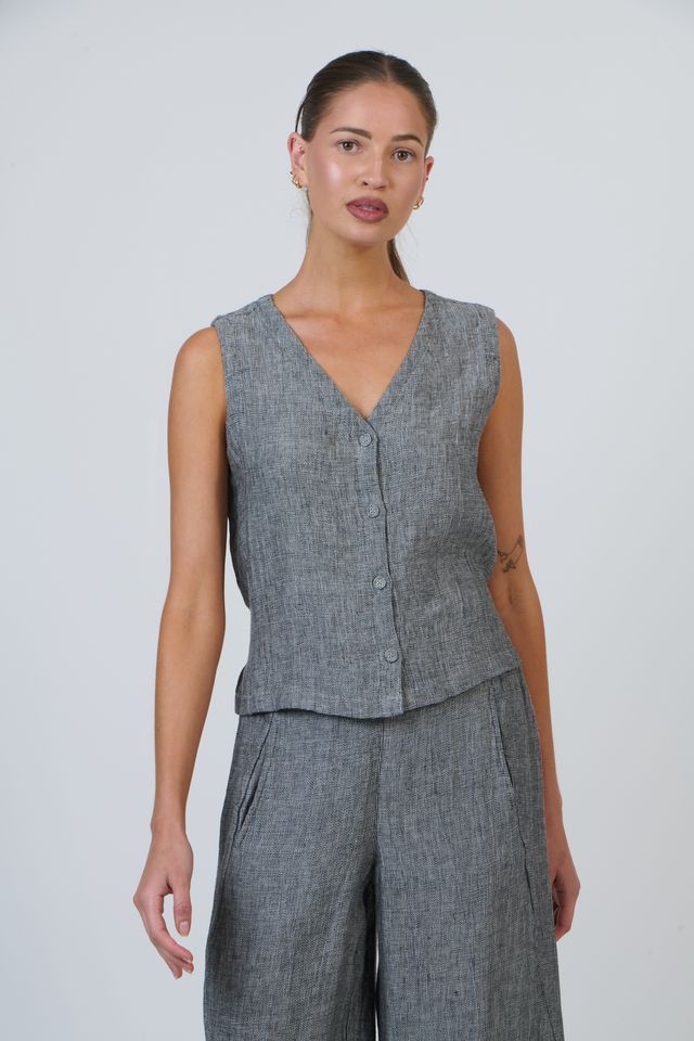 Naturals Linen Vest | Cinder