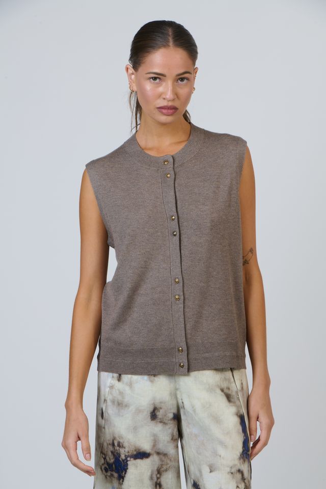 Naturals By OJ | Button Knit Vest - Muck