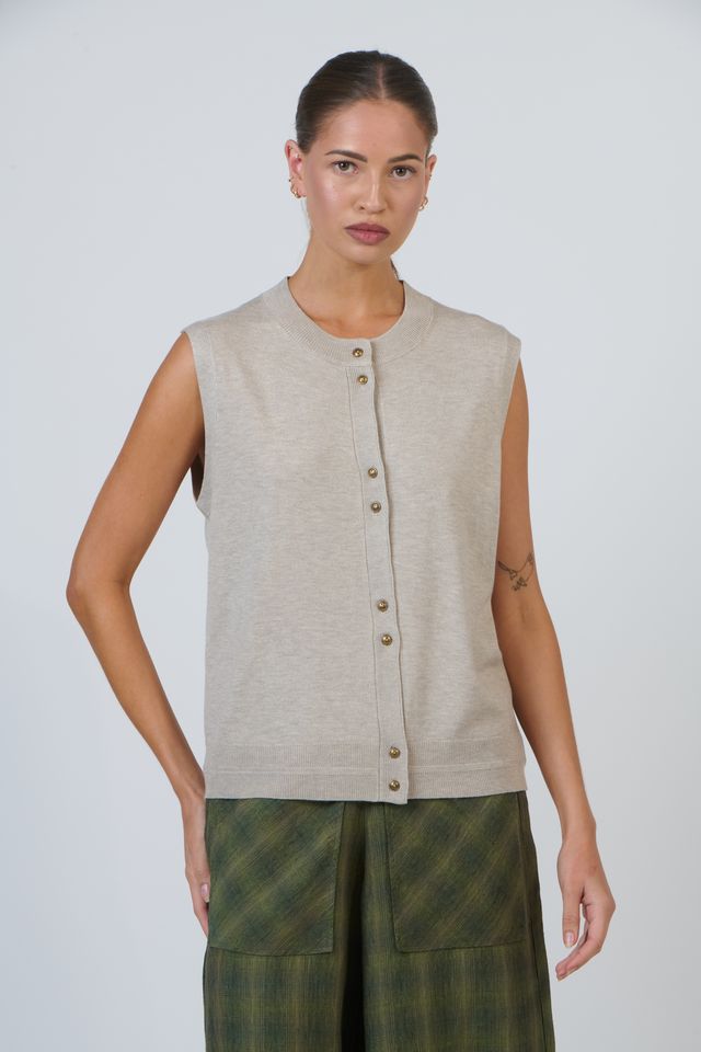 Naturals By OJ | Button Knit Vest - Partridge