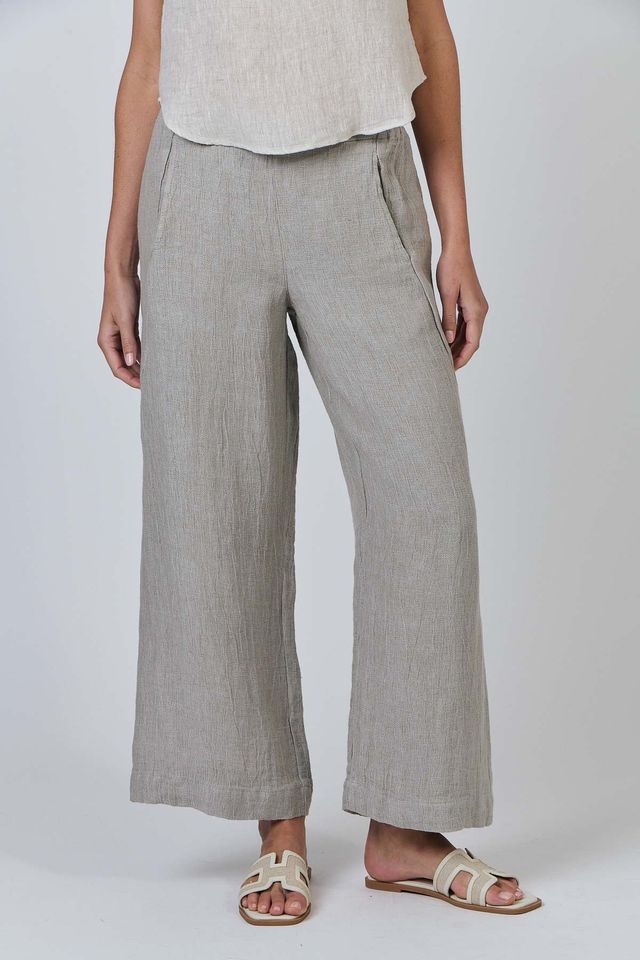 Naturals Wide Leg Linen Pant | Cement