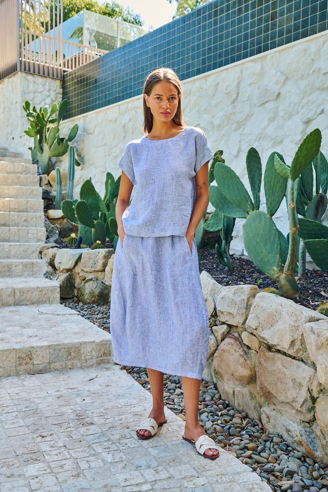 Naturals By O&J Linen Skirt | Silver