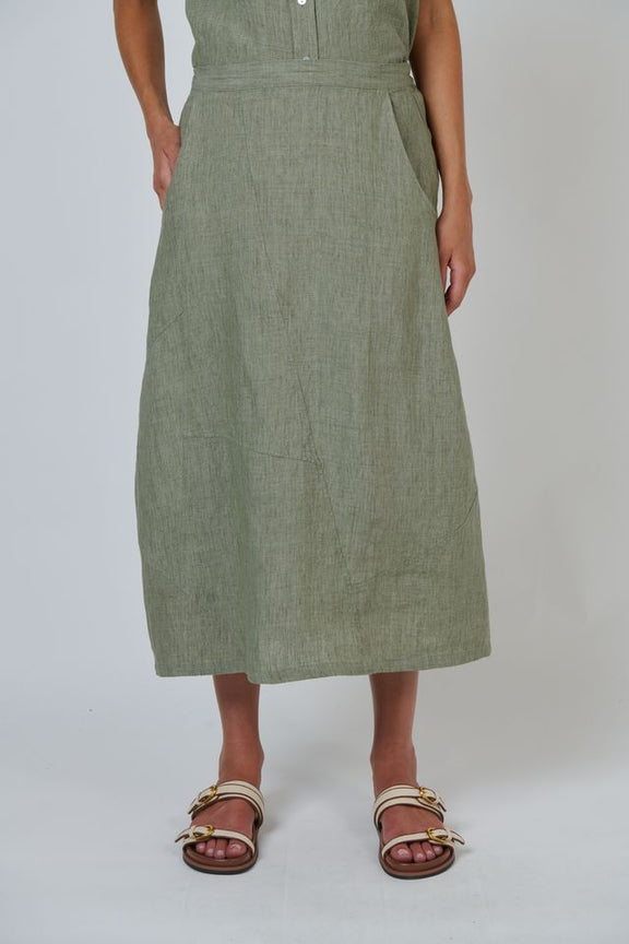 Naturals By O&J Linen Skirt in Artichoke