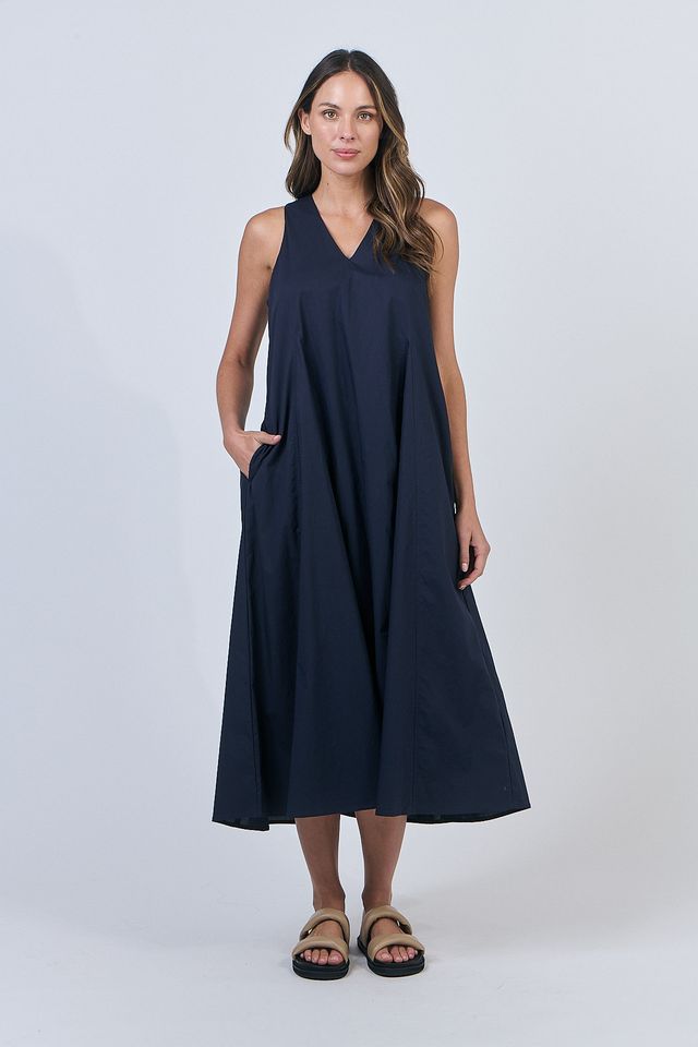 Naturals Midi Dress | Ink Poplin