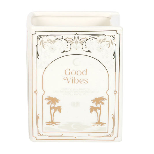 Good Vibes Book Vase | White