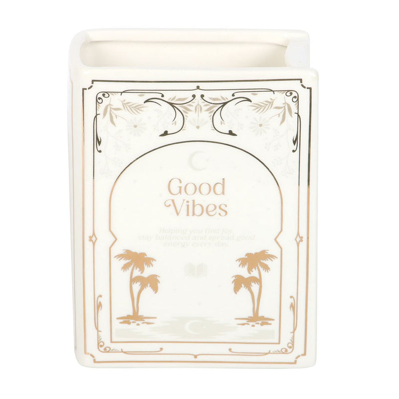 Good Vibes Book Vase | White
