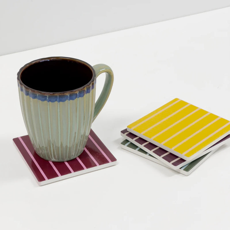 Onyx Square Ceramic Coaster | Stripe S4