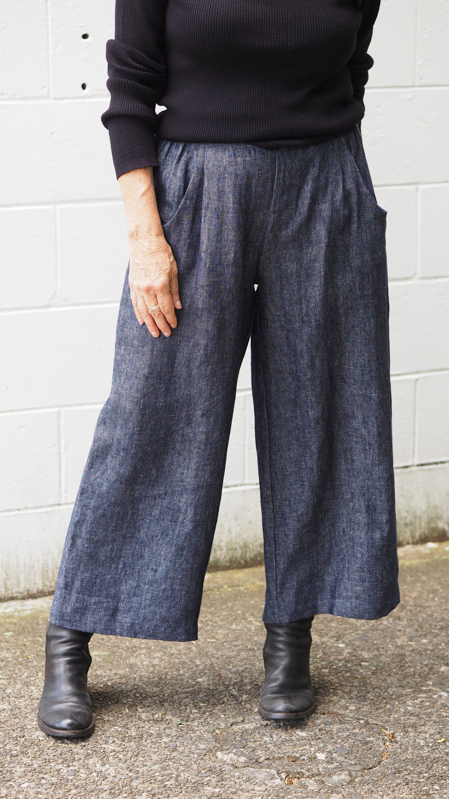 Rogue Linen Balfour Culottes | Dark Denim Chambray