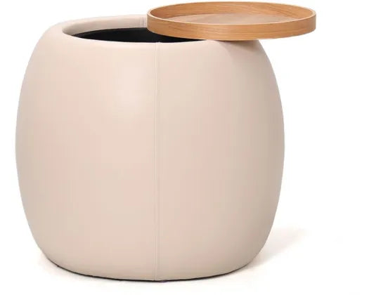 Tub Side Table + Storage | Beige