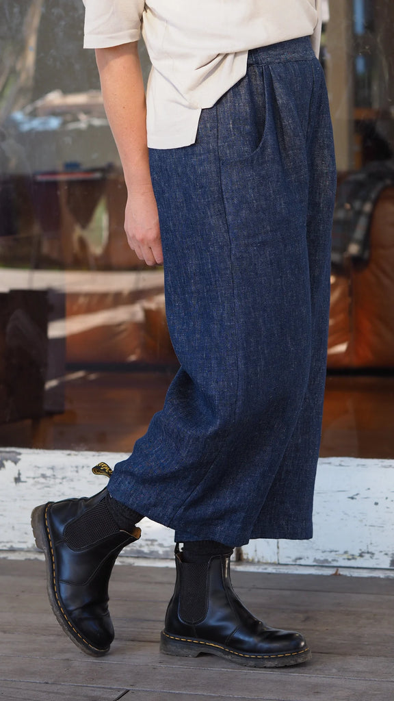 Rogue Linen Balfour Culottes | Dark Denim Chambray