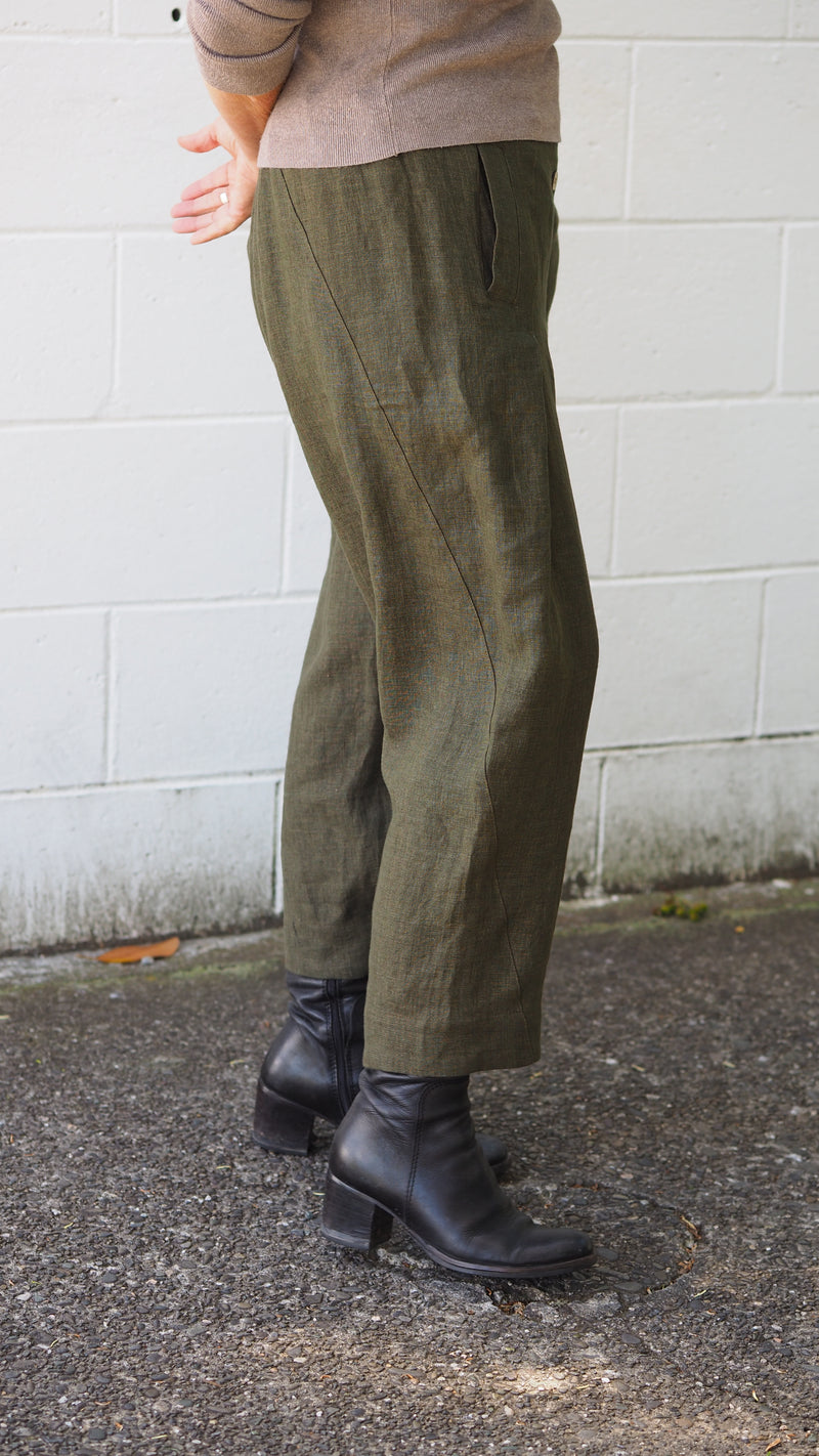 Rouge Linen Maple Pants | Earthy Green