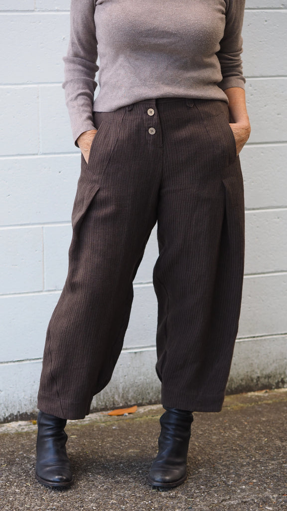 Rogue Linen Maple Pants Brown Textured Stripe