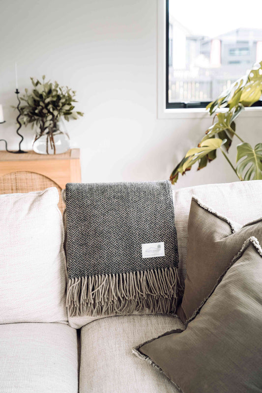 Ruanui Station Colliers Coal Wool Throw