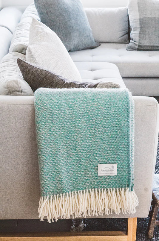 Ruanui Station Studholme Sage Lambswool Throw 