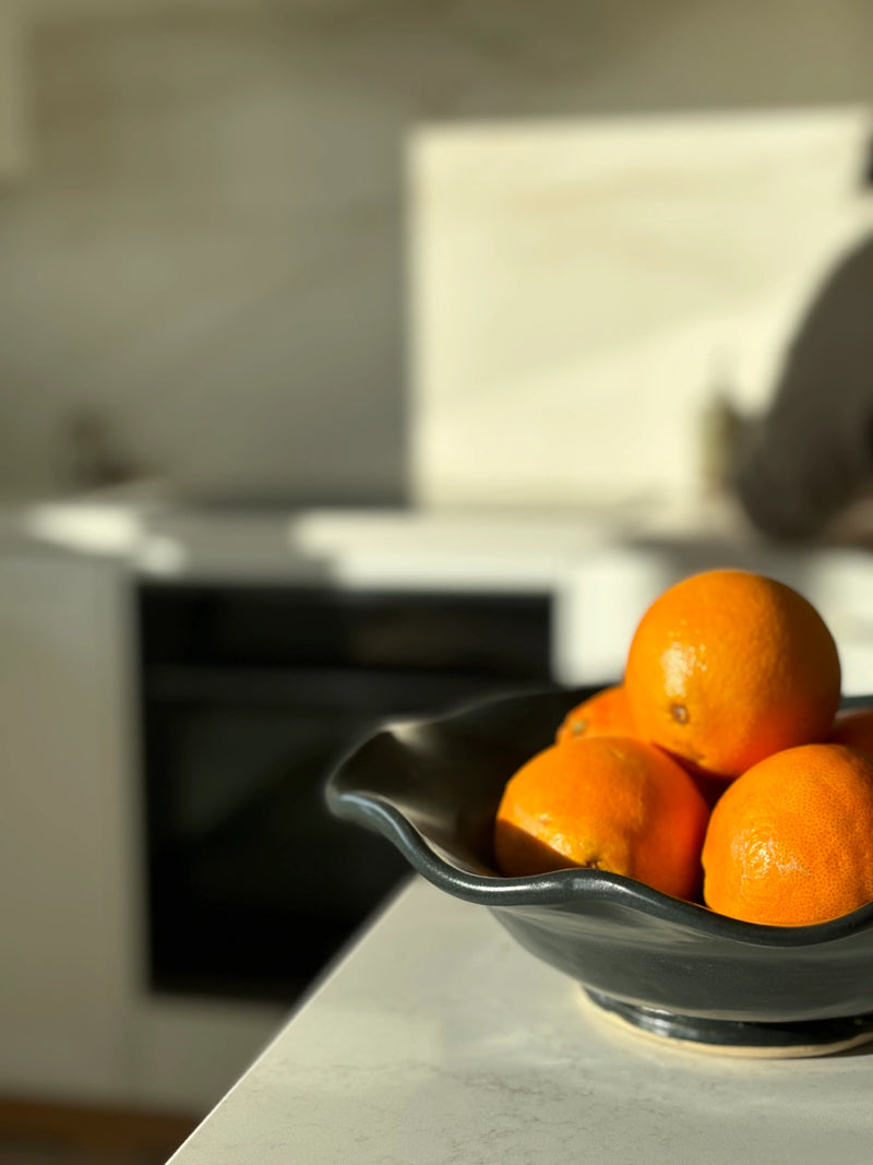 Magnolia Lane Ceramics | Rustic Wave Pedestal - Matt Black