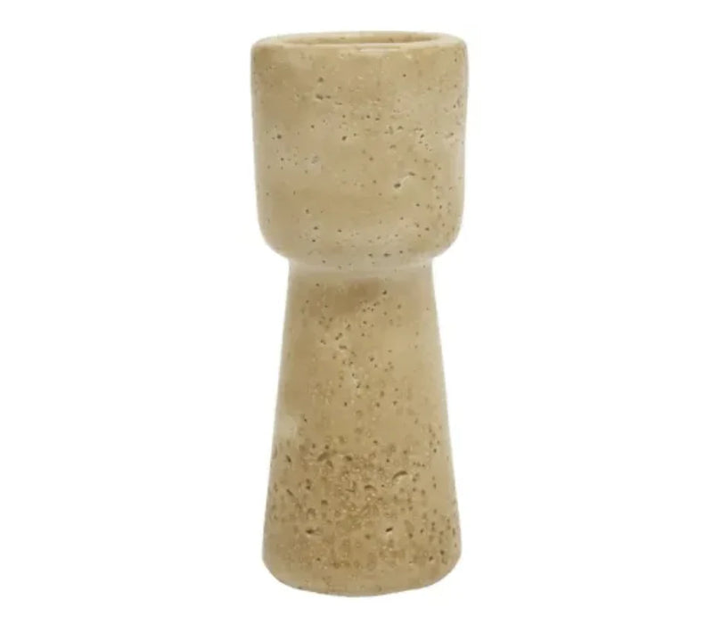 Travertine Look Candler Holder | 15cm