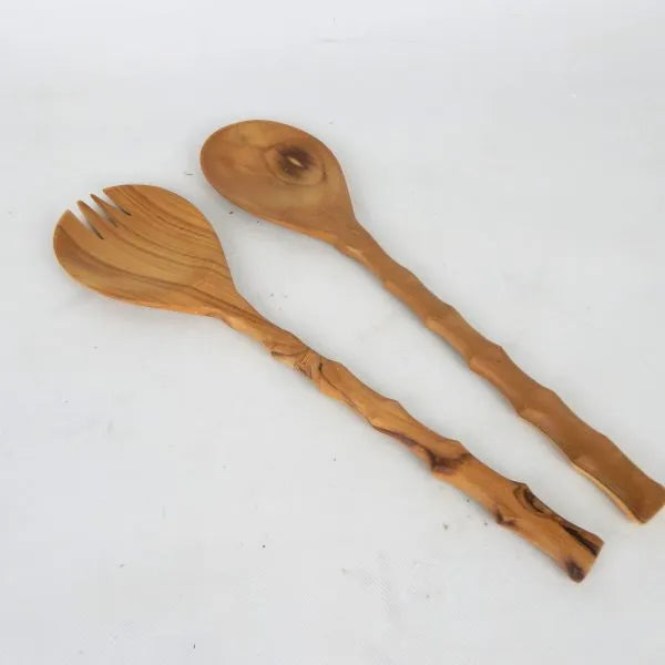 Teak Bamboo Salad Servers