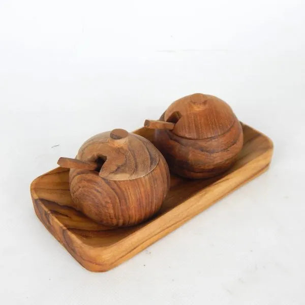 Teak Salt & Pepper Containers | Set 2