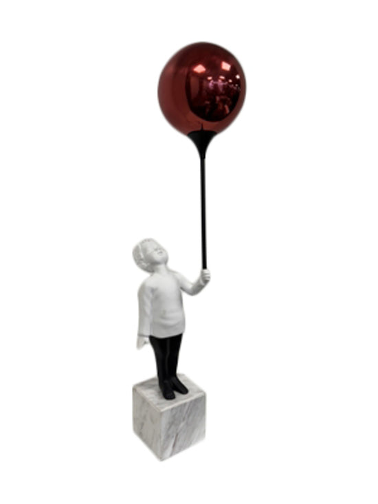 Boy Holding Red Balloon Figurine 